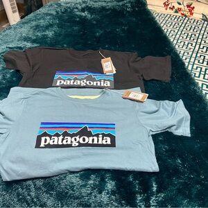 Patagonia Kids' Short Sleeve Tees - Light Blue and Black